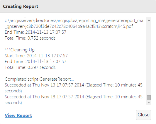 Viewing the report Viewing the report